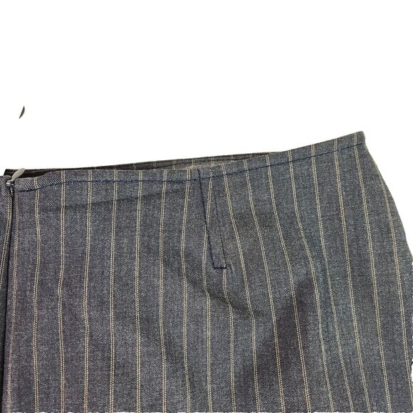 GANNI Skirt Womens 42 10/12 Grey Pinstripe Ruched Sky Captain Tie Gray NWT Siren - Picture 6 of 16